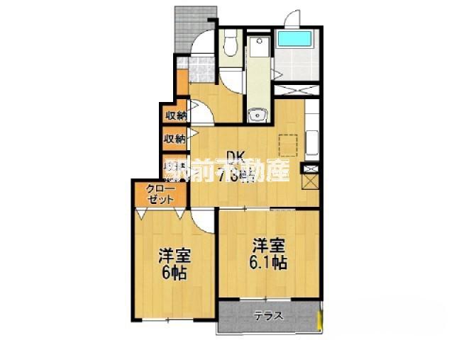 フェリーチェⅡD(2DK/1階)の間取り写真
