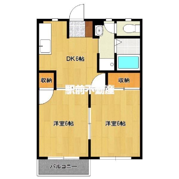 ハイツ山下(2DK/2階)の間取り写真
