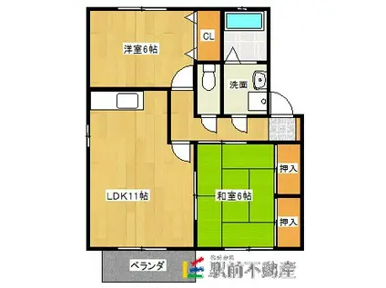 ピュアドームII(2LDK/1階)の間取り写真