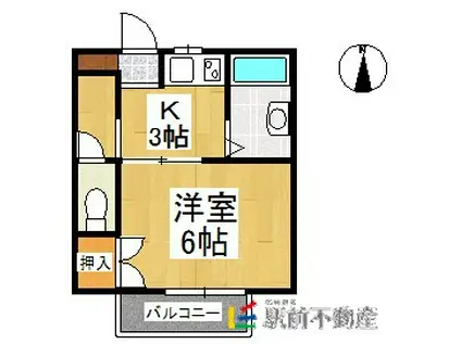 パークハイツ平塚(1K/1階)の間取り写真