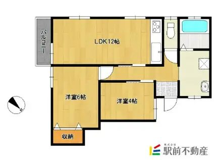 ロングヒルⅡ(2LDK/2階)の間取り写真