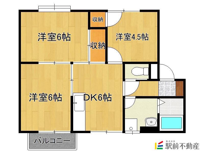 鹿児島本線 西牟田駅 徒歩22分 2階建 築31年(3DK/1階)の間取り写真