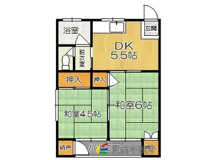 ガーデンハイツ(2DK/2階)の間取り写真