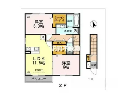 コージィコート柳川(2LDK/2階)の間取り写真