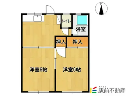 アクア上白川 A(2DK/2階)の間取り写真