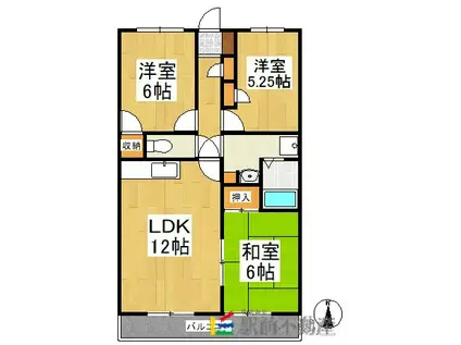 十央留壱番館(3LDK/4階)の間取り写真