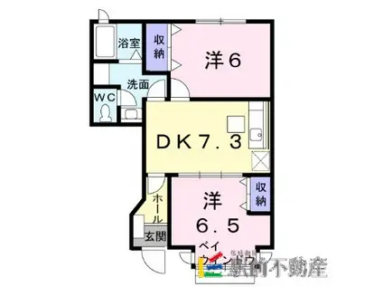 アンソレイエ(2DK/1階)の間取り写真