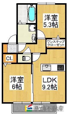 セジュール・アルジェント B棟(2LDK/1階)の間取り写真