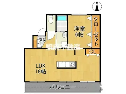 サンコーポラス柳川1(1LDK/2階)の間取り写真