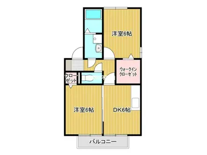 グランモア宮野(2DK/2階)の間取り写真