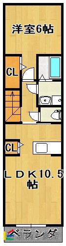 クラージュ コート(1LDK/2階)の間取り写真