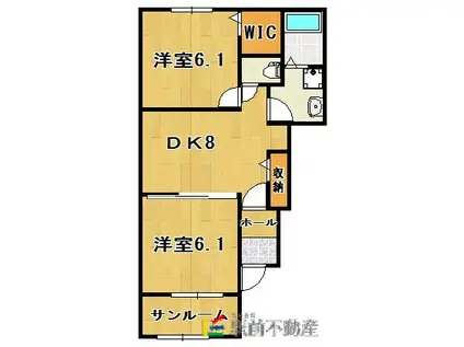 西鉄天神大牟田線 倉永駅 徒歩3分 2階建 築11年(2DK/1階)の間取り写真