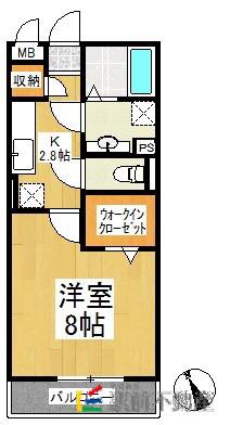 ヨーコーハイツ(1K/2階)の間取り写真
