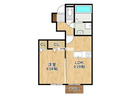 西鉄天神大牟田線 矢加部駅 徒歩23分 2階建 築10年(1LDK/1階)の間取り写真