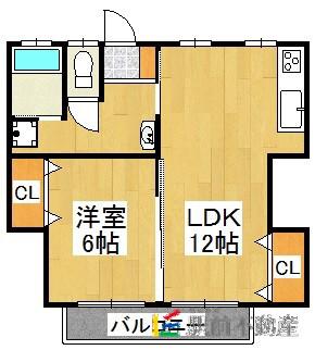 グリーンコーポ広川(1LDK/2階)の間取り写真