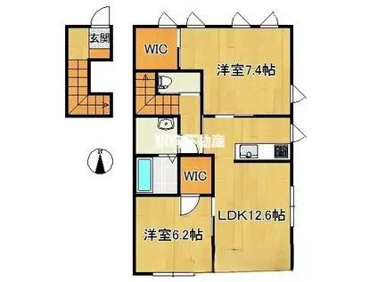 カトルボヌール三橋(2LDK/2階)の間取り写真