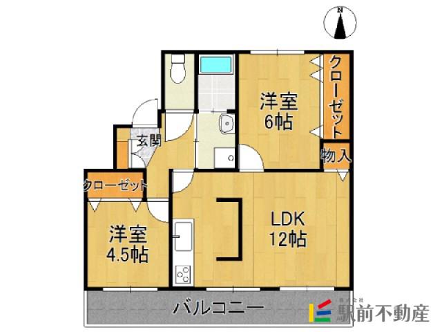 サンコーポラス柳川1(2LDK/2階)の間取り写真