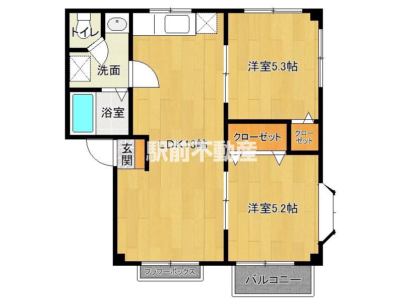 グリーンコーポ(2LDK/2階)の間取り写真