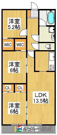 マリモⅡBLD(3LDK/3階)の間取り写真