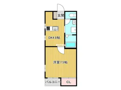 鹿児島本線 大牟田駅 徒歩38分 2階建 築10年(1DK/1階)の間取り写真