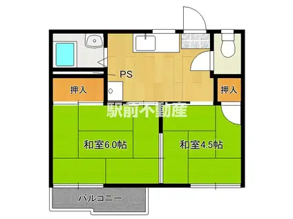 加納レジデンス(2DK/2階)の間取り写真