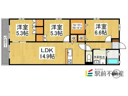 GARDEN CITY室岡(3LDK/2階)の間取り写真