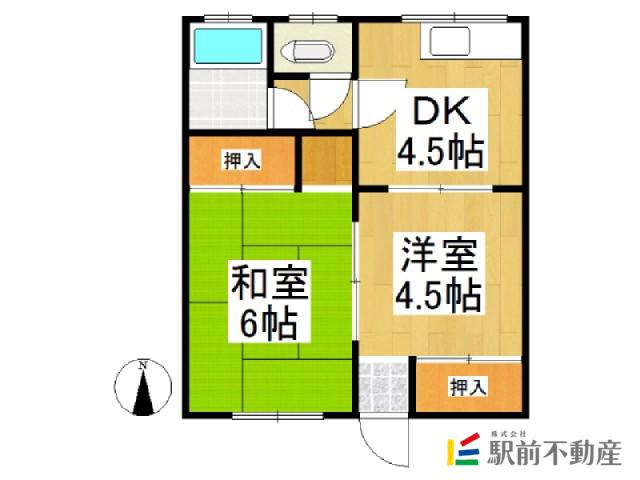 さつきハイツ(2DK/2階)の間取り写真