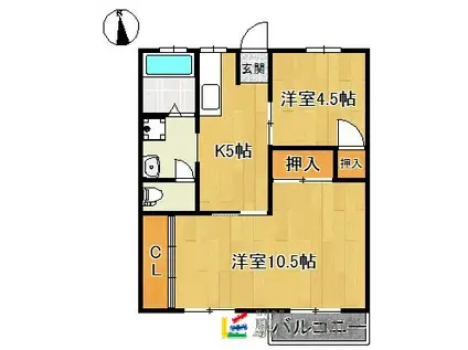 蒲池コーポ(2DK/1階)の間取り写真