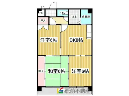 シャルムOK(3DK/4階)の間取り写真