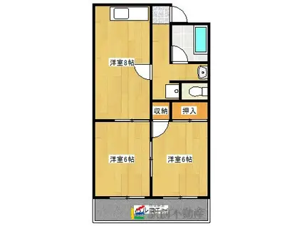 ヴィーナスハイツ(2DK/3階)の間取り写真