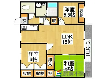 プレジールハイツII(3LDK/1階)の間取り写真