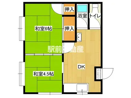古賀アパート(2DK/1階)の間取り写真