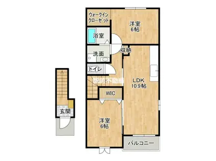 西鉄天神大牟田線 東甘木駅 徒歩11分 2階建 築10年(2LDK/2階)の間取り写真