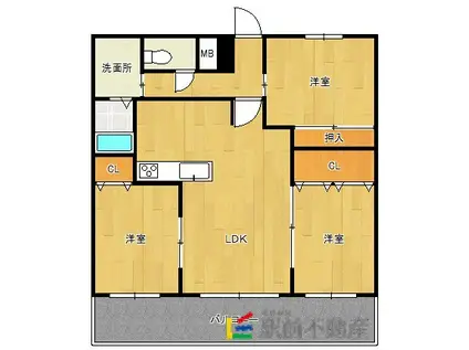 鹿児島本線 羽犬塚駅 徒歩20分 2階建 築10年(3LDK/1階)の間取り写真