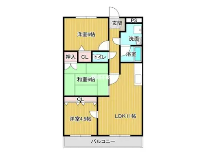 サンヴェルディ木室(3LDK/6階)の間取り写真