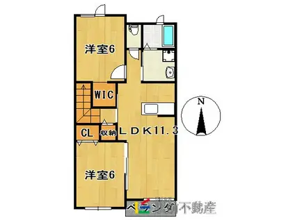 鹿児島本線 渡瀬駅(福岡) 徒歩6分 2階建 築10年(2LDK/2階)の間取り写真