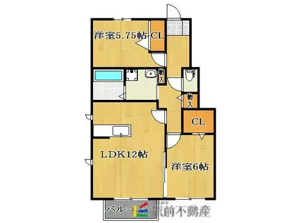 ラウレ・アB(2LDK/1階)の間取り写真