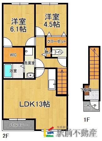 プロニティ風雅(2LDK/2階)の間取り写真