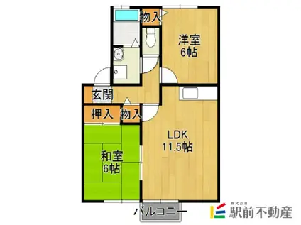 SUNセジュールB棟(2LDK/2階)の間取り写真