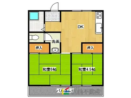 アクア羽犬塚(2DK/2階)の間取り写真
