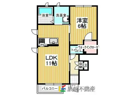 DEARCOURT大川中央  A棟(1LDK/1階)の間取り写真