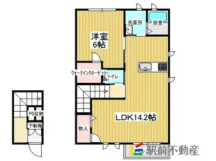 DEARCOURT大川中央  A棟(1LDK/2階)の間取り写真