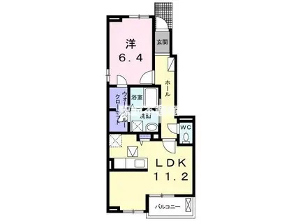 鹿児島本線 羽犬塚駅 徒歩11分 2階建 築10年(1LDK/1階)の間取り写真