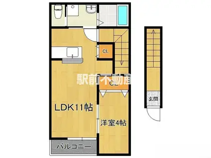 ピースフルチェリー(1LDK/2階)の間取り写真