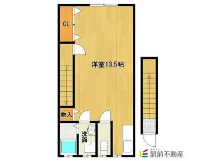 鹿児島本線 西牟田駅 徒歩30分 2階建 築20年(ワンルーム/2階)の間取り写真