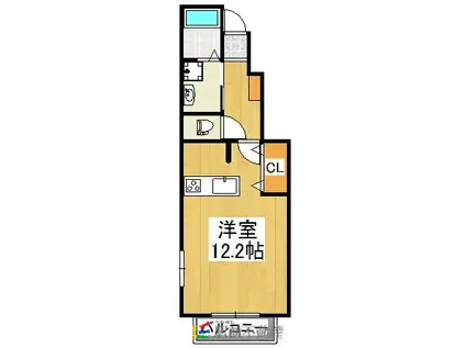 ルート3&カーサII(1K/1階)の間取り写真