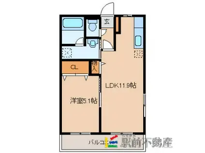 GRANDEUR MANSION Ⅱ(1LDK/1階)の間取り写真