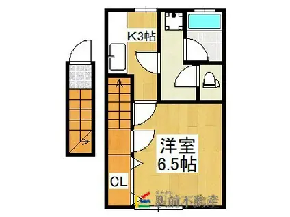 サンマリノ広川(1K/2階)の間取り写真