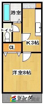 FT1038 B棟(1K/2階)の間取り写真