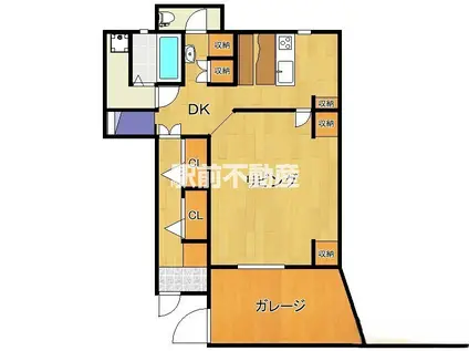 鹿児島本線 南瀬高駅 徒歩26分 2階建 築57年(ワンルーム/1階)の間取り写真